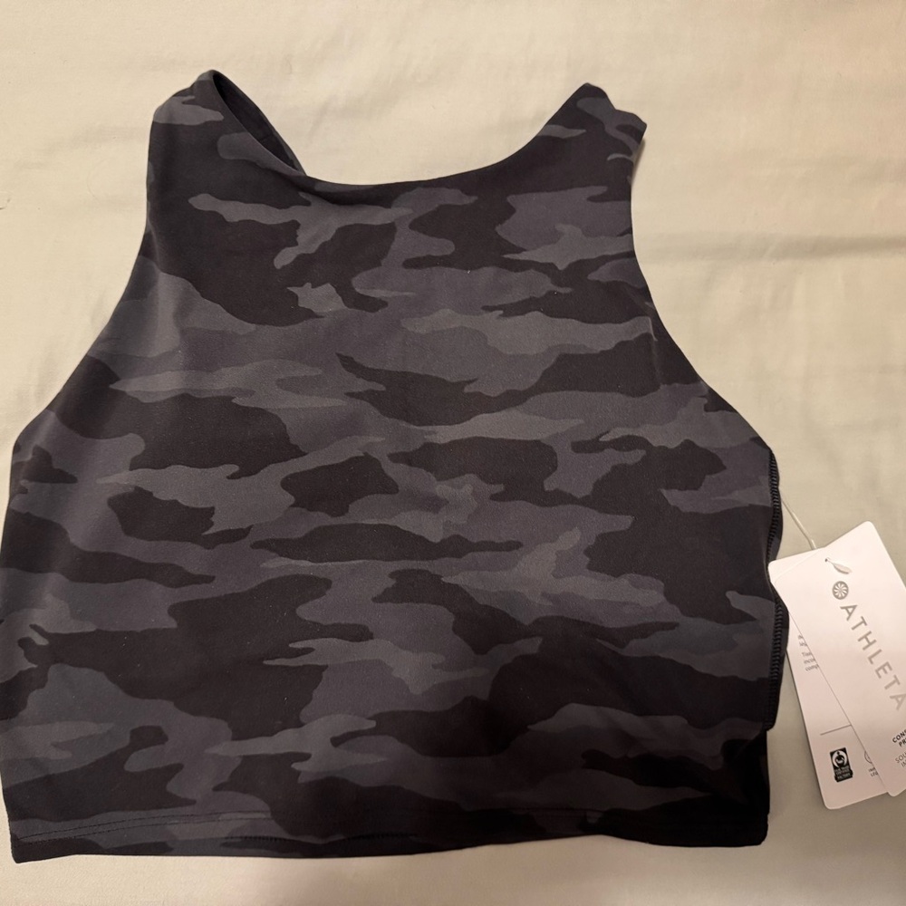 Athleta Black Conscious Crop Top Camo Printed (Sports Bra)